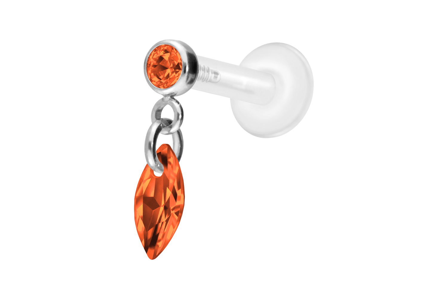 PTFE Labret Piercing mit Innengewinde + Titan-Aufsatz KRISTALLOVAL